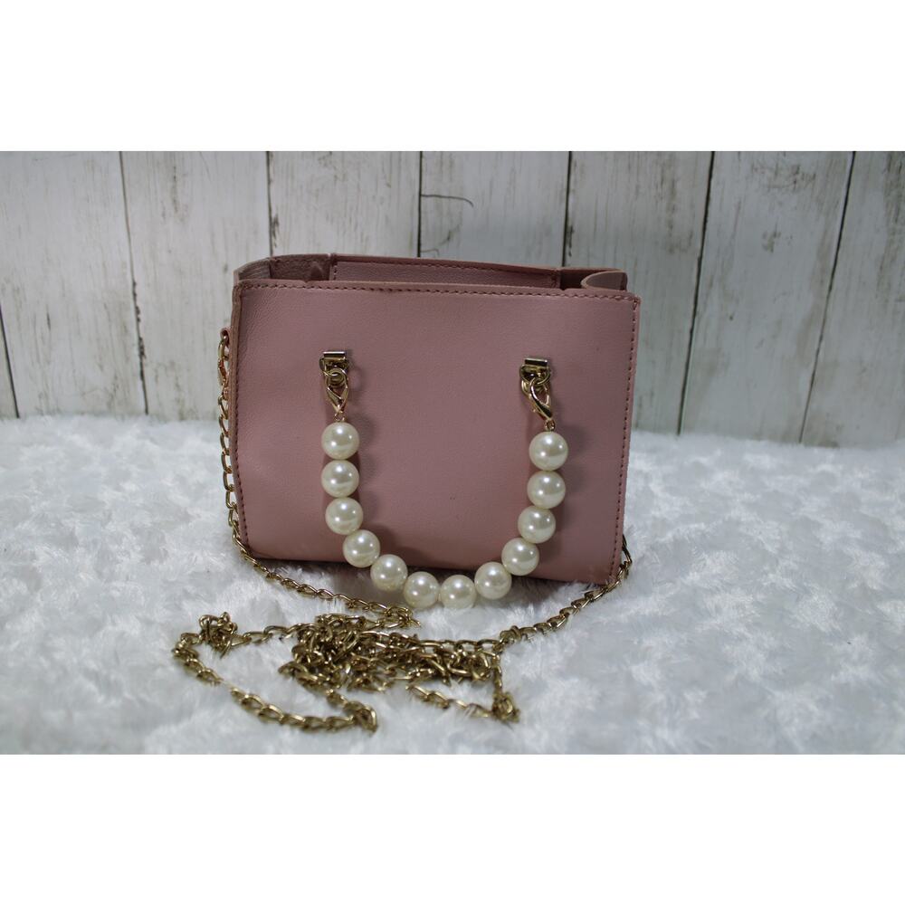 Small Faux Pearl Handle Satchel Bag Light Pink